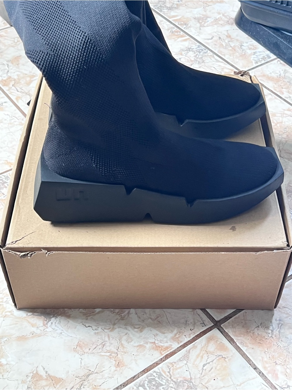 United Nude Black Knit Platform Over the Knee Sock Boots - Picture 3 of 4